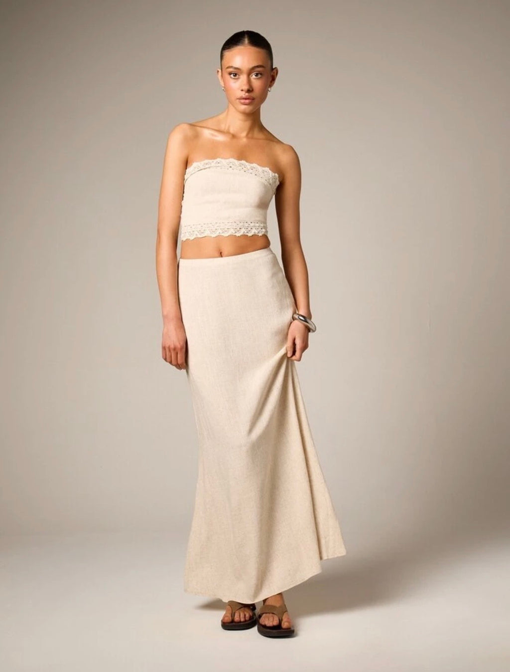 Lena Linen Blend Maxi Skirt