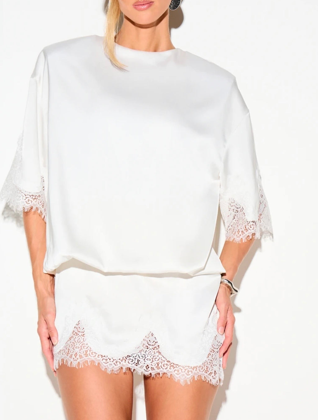 Regina Satin Lace Trim Mini Dress