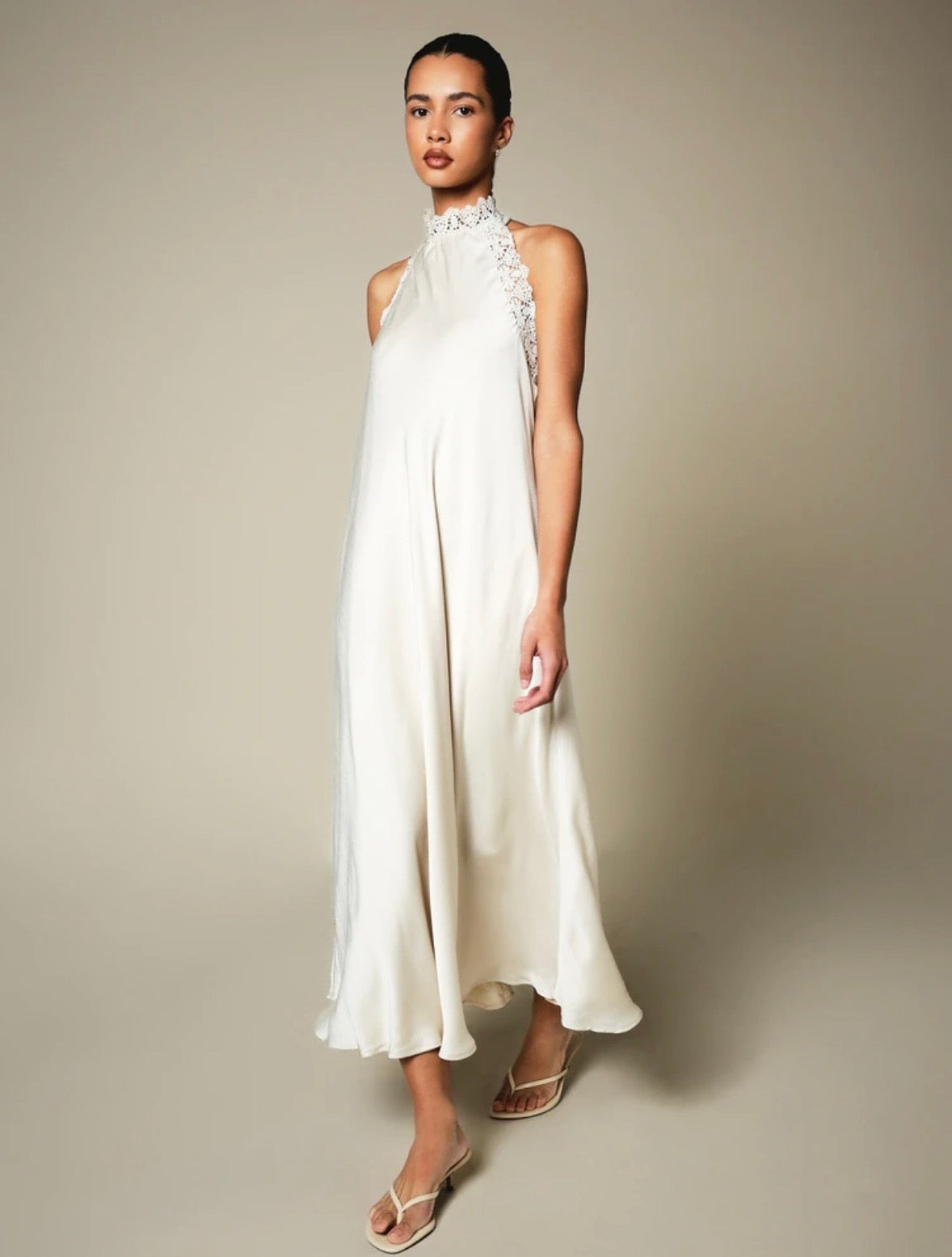 Maddy Lace Halter Midi Dress