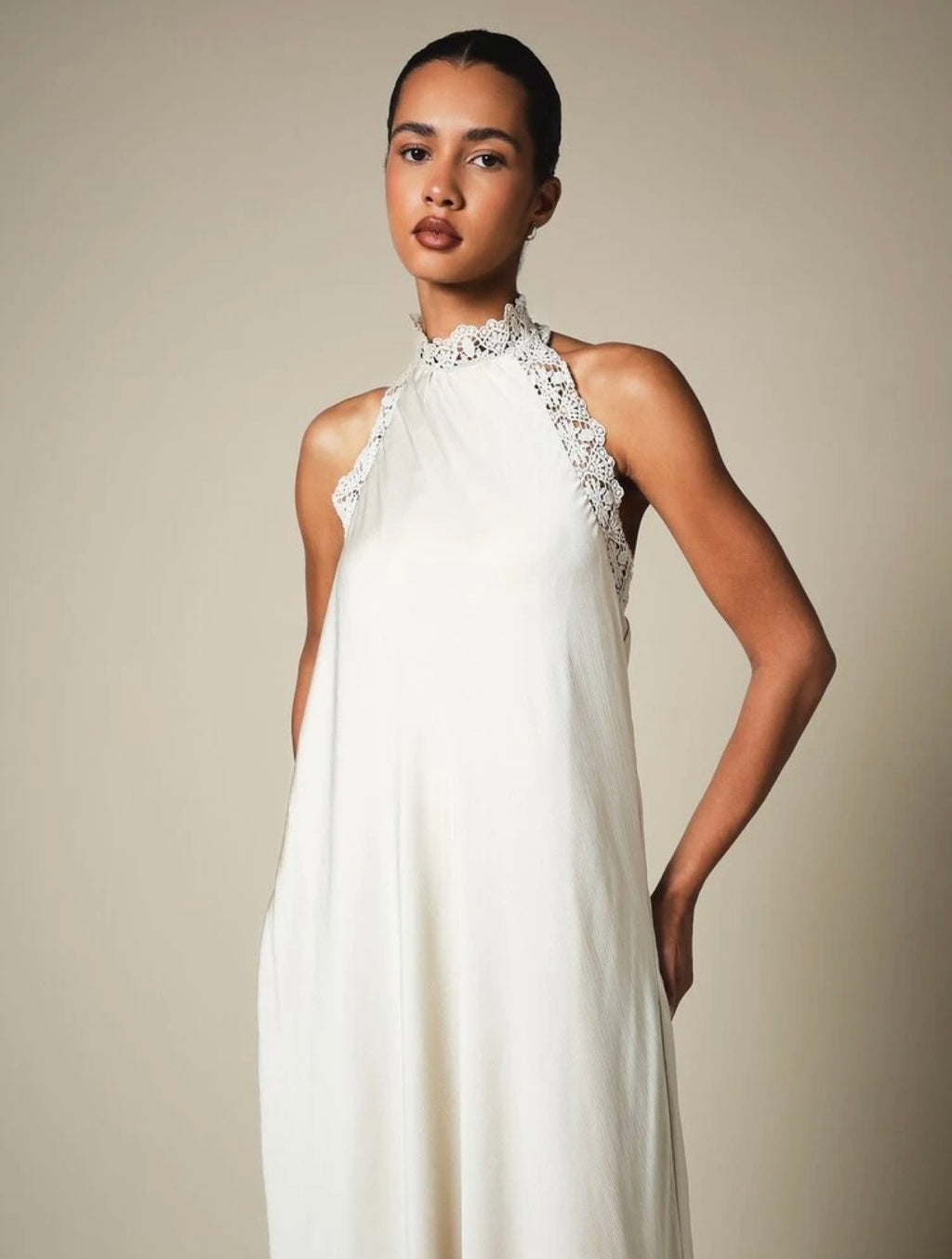 Maddy Lace Halter Midi Dress