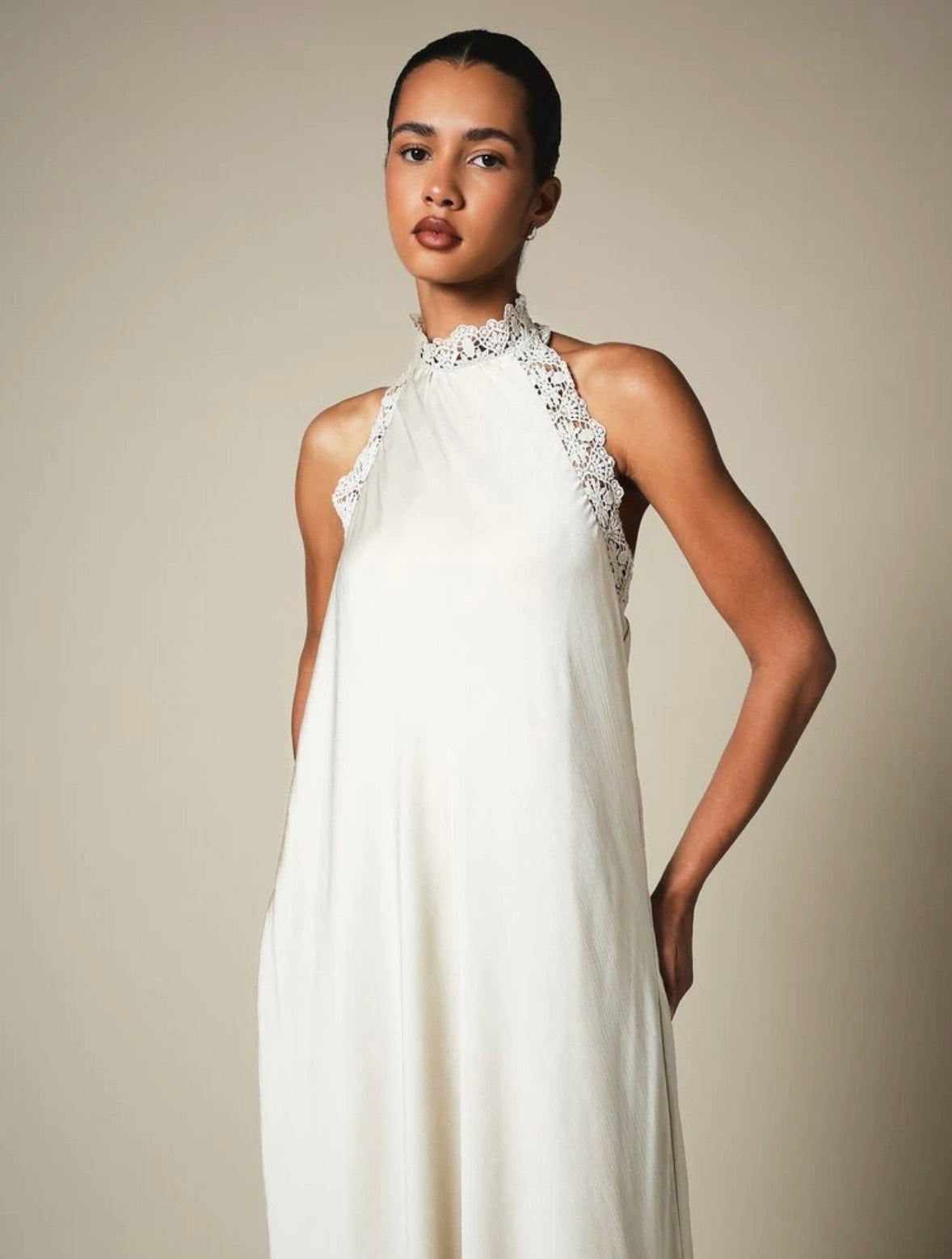 Maddy Lace Halter Midi Dress