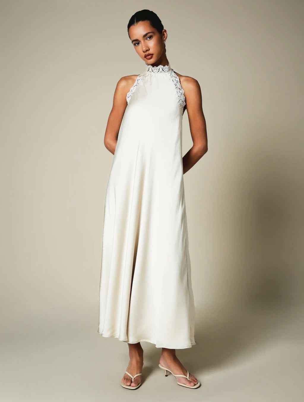 Maddy Lace Halter Midi Dress