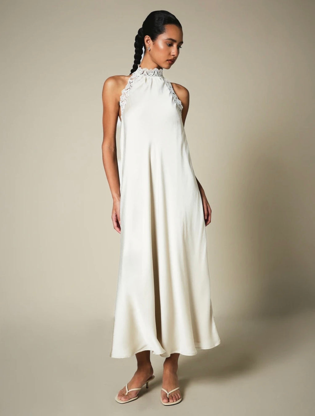 Maddy Lace Halter Midi Dress