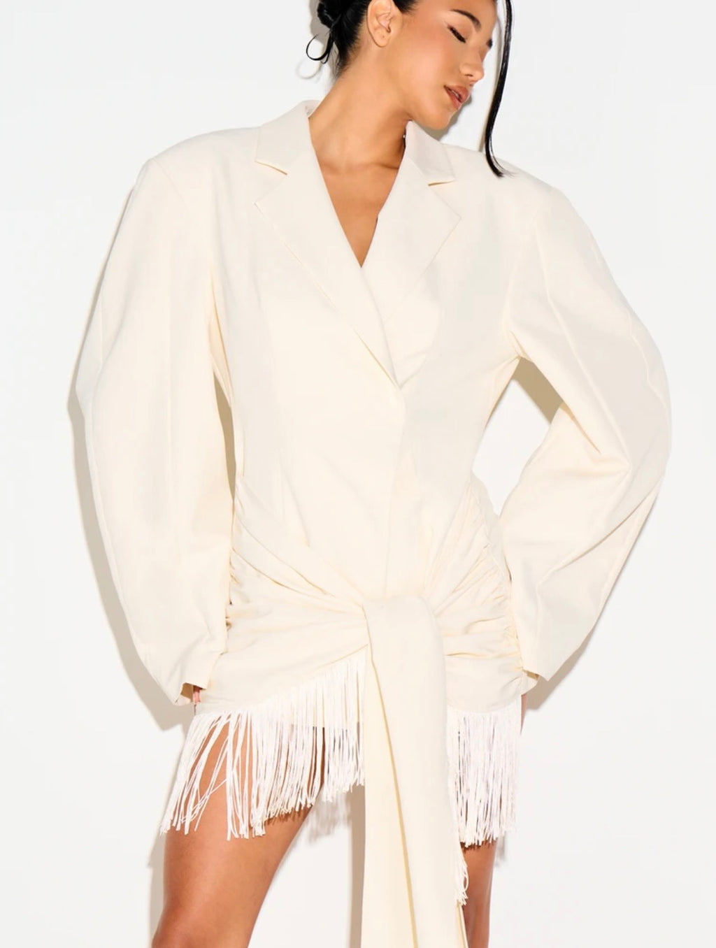 Omri Fringe Wrap Blazer Dress