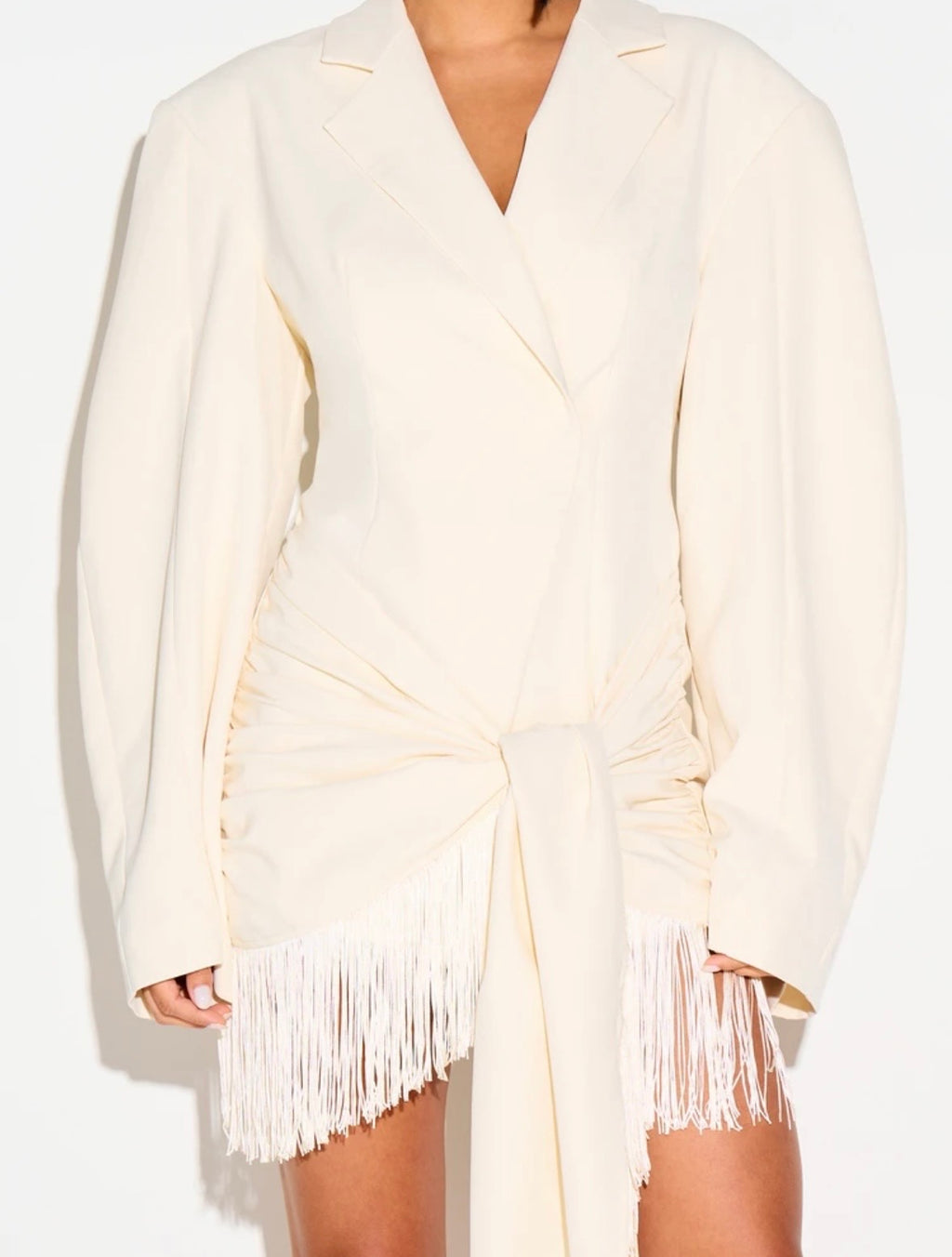 Omri Fringe Wrap Blazer Dress
