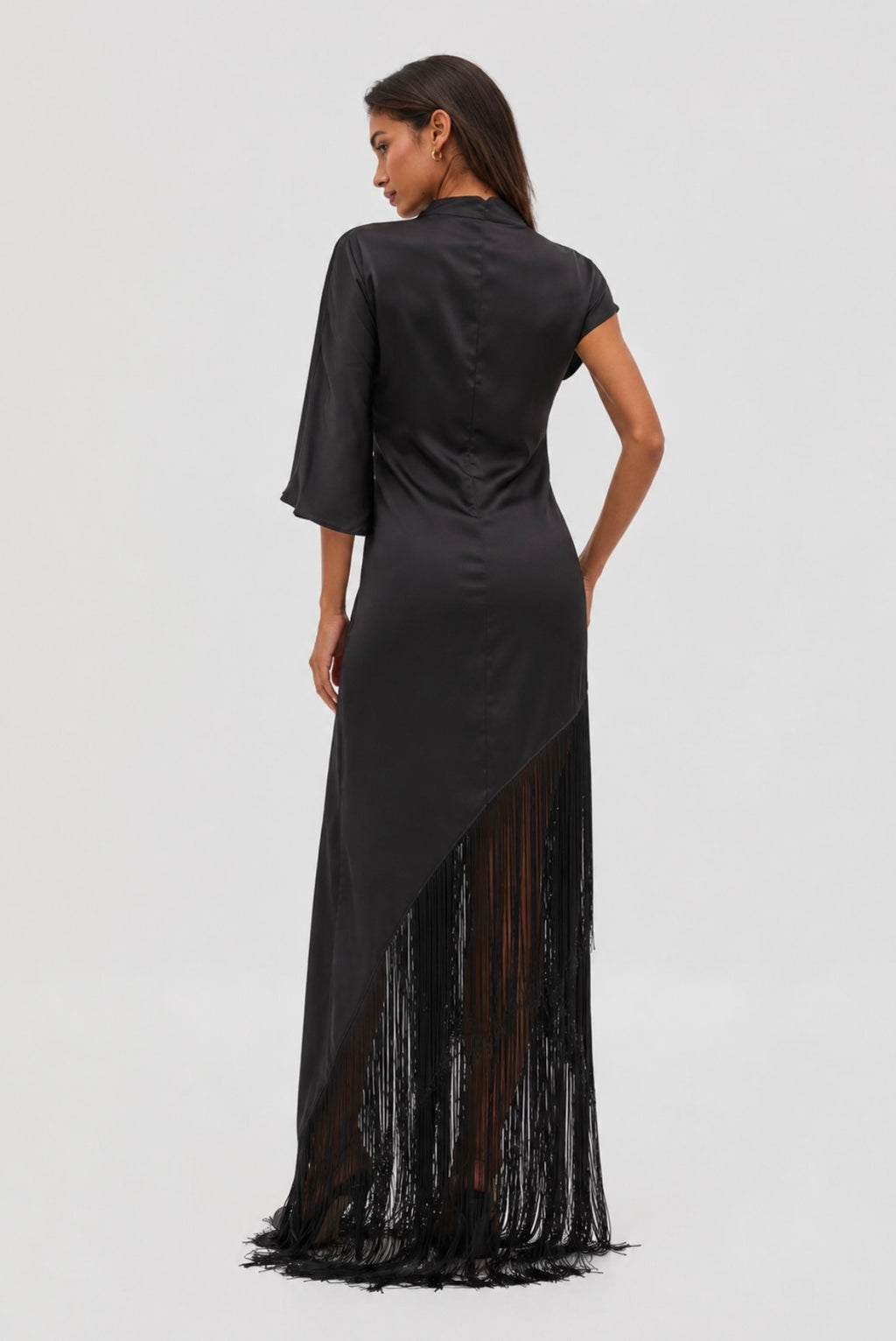 Ada Fringe Satin Maxi Dress