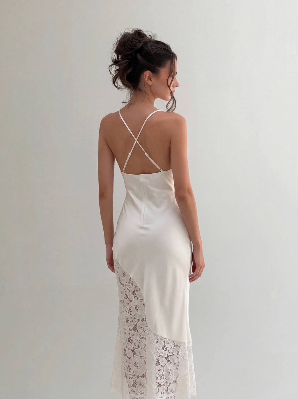 Lusélle Satin Lace Slip Dress