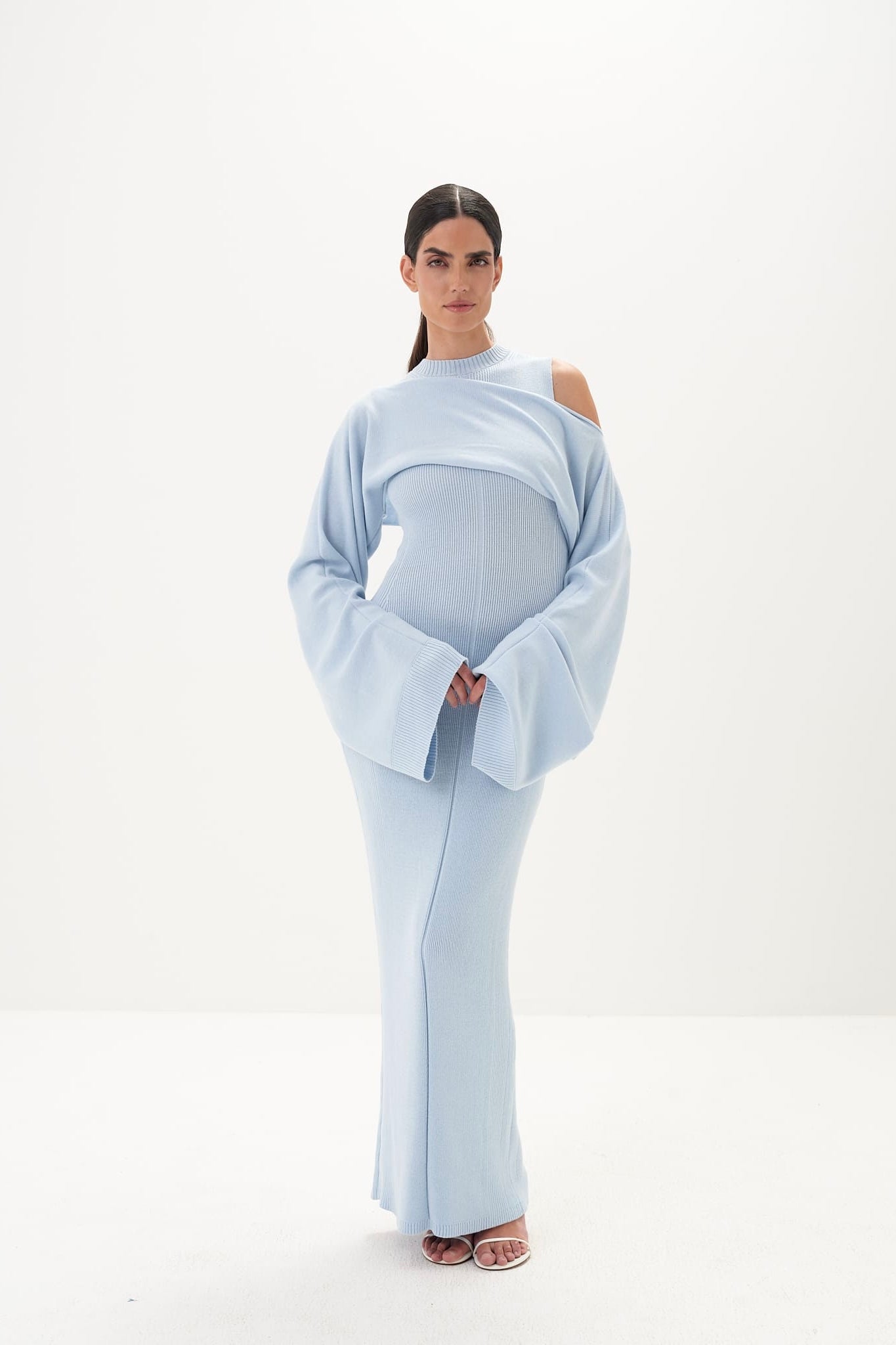 Seraphina Maxi Dress in Cotton Knit - Blue