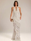 Aralia Polka Dot Halter Maxi Dress