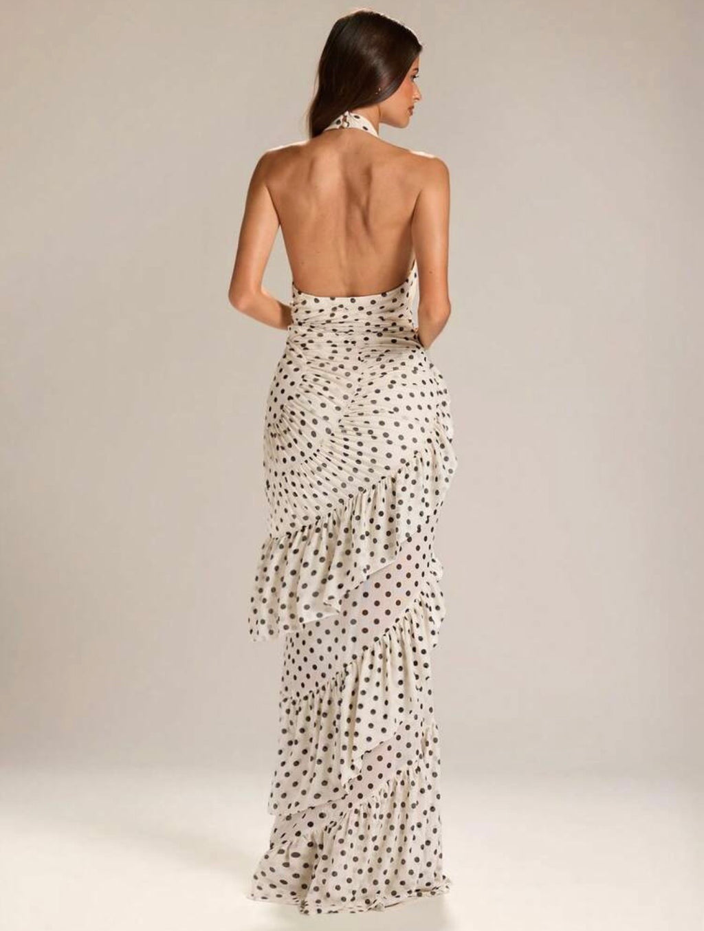 Aralia Polka Dot Halter Maxi Dress