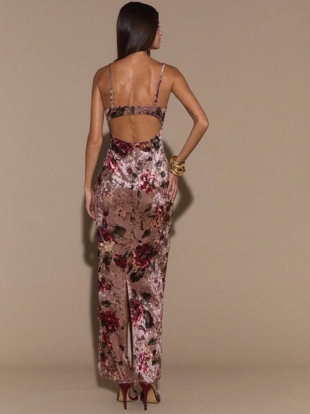 Maribella Floral Velvet Midi Dress