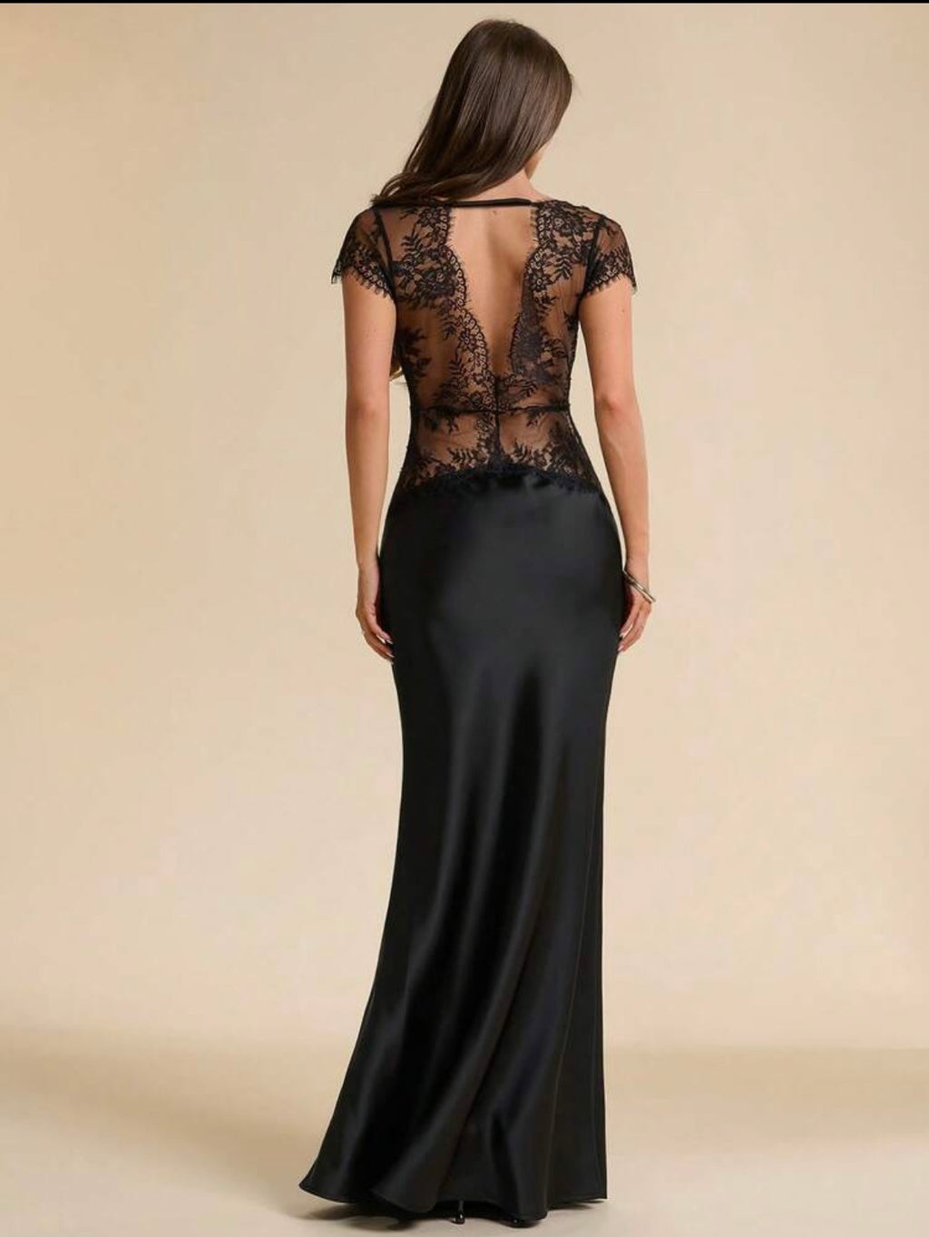Elena Satin Lace Maxi Dress