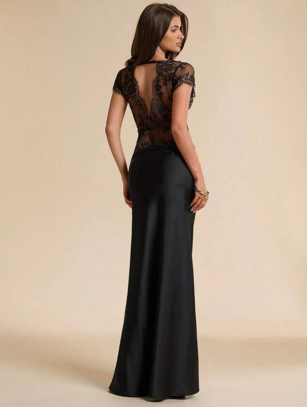 Elena Satin Lace Maxi Dress