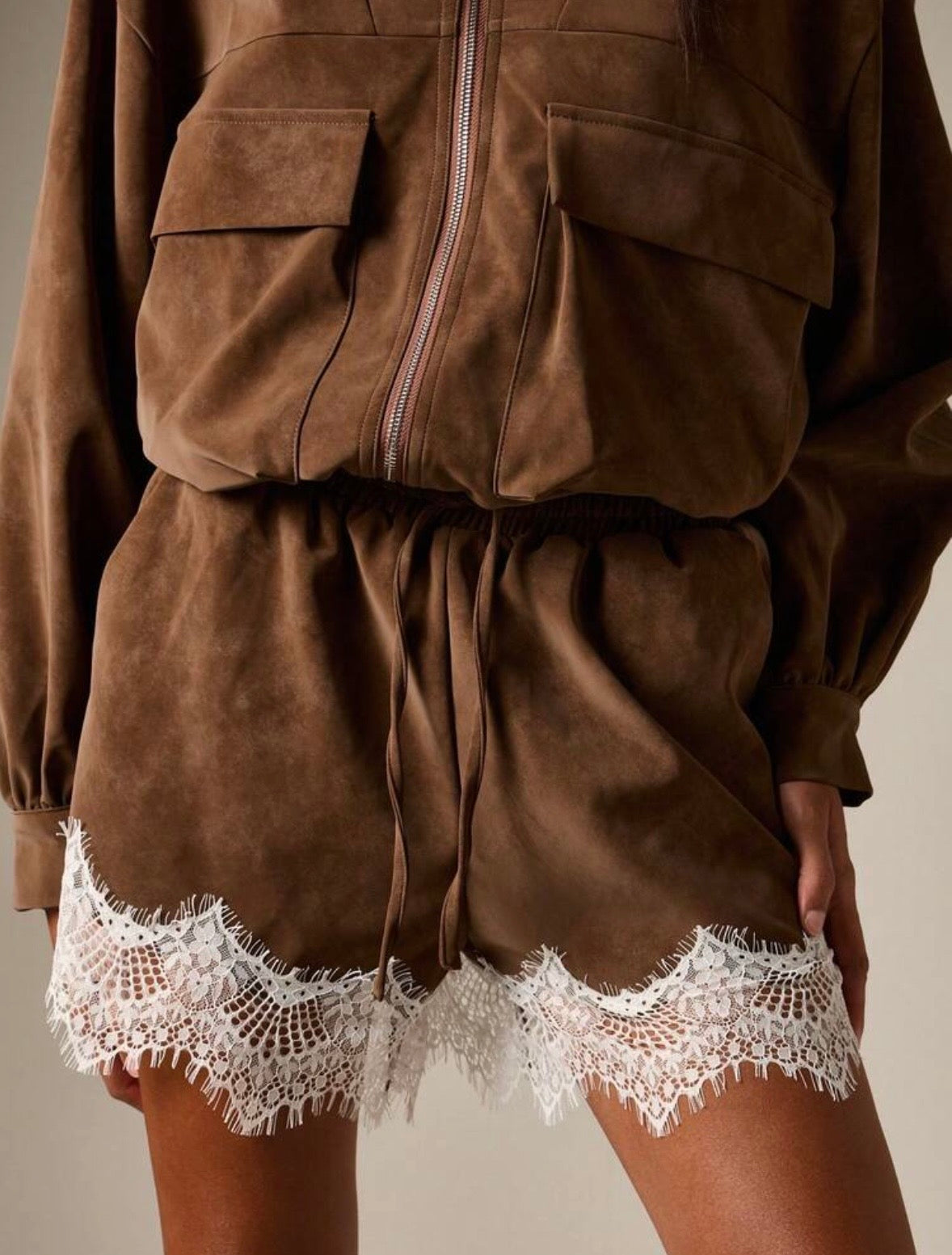 Vanessa Faux Suede Lace Shorts