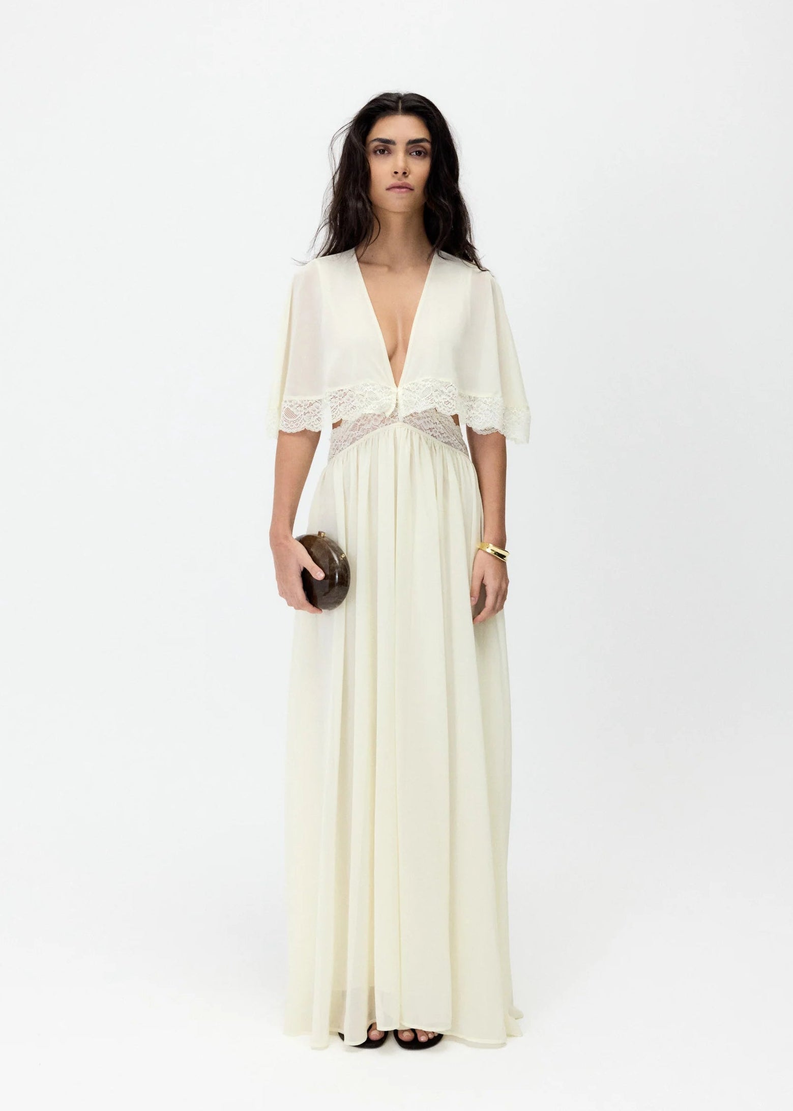 Aurelia Lace Cape Maxi Dress
