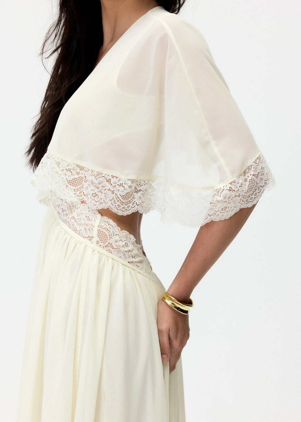 Aurelia Lace Cape Maxi Dress