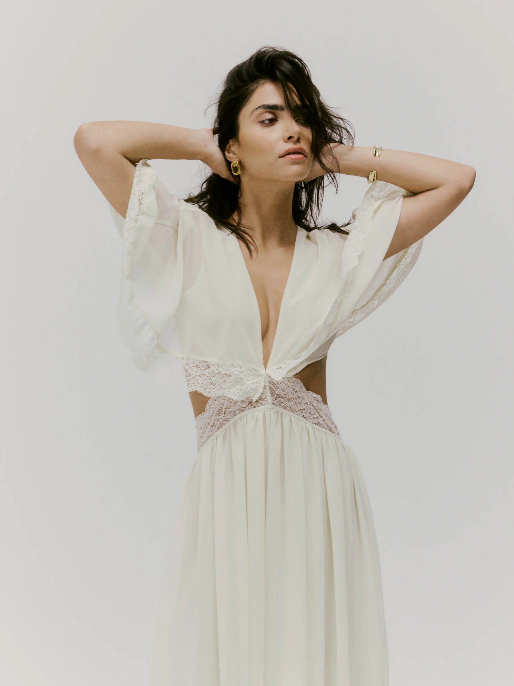 Aurelia Lace Cape Maxi Dress