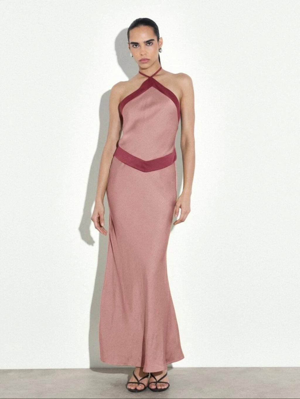Tiffani Halter Maxi Dress - Rosy