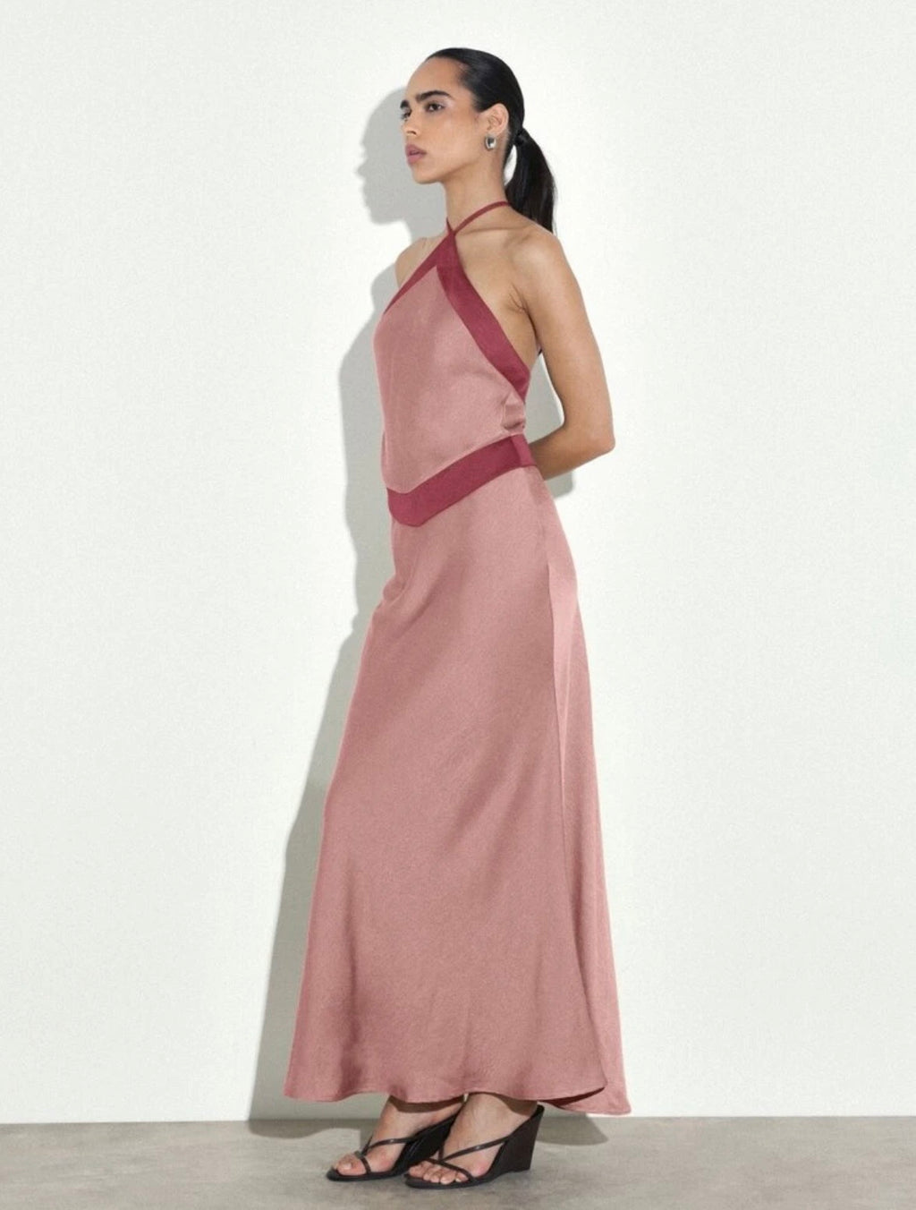 Tiffani Halter Maxi Dress - Rosy