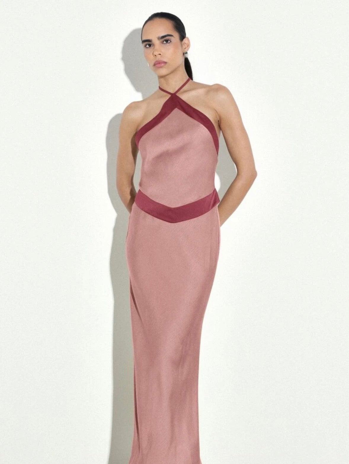 Tiffani Halter Maxi Dress - Rosy