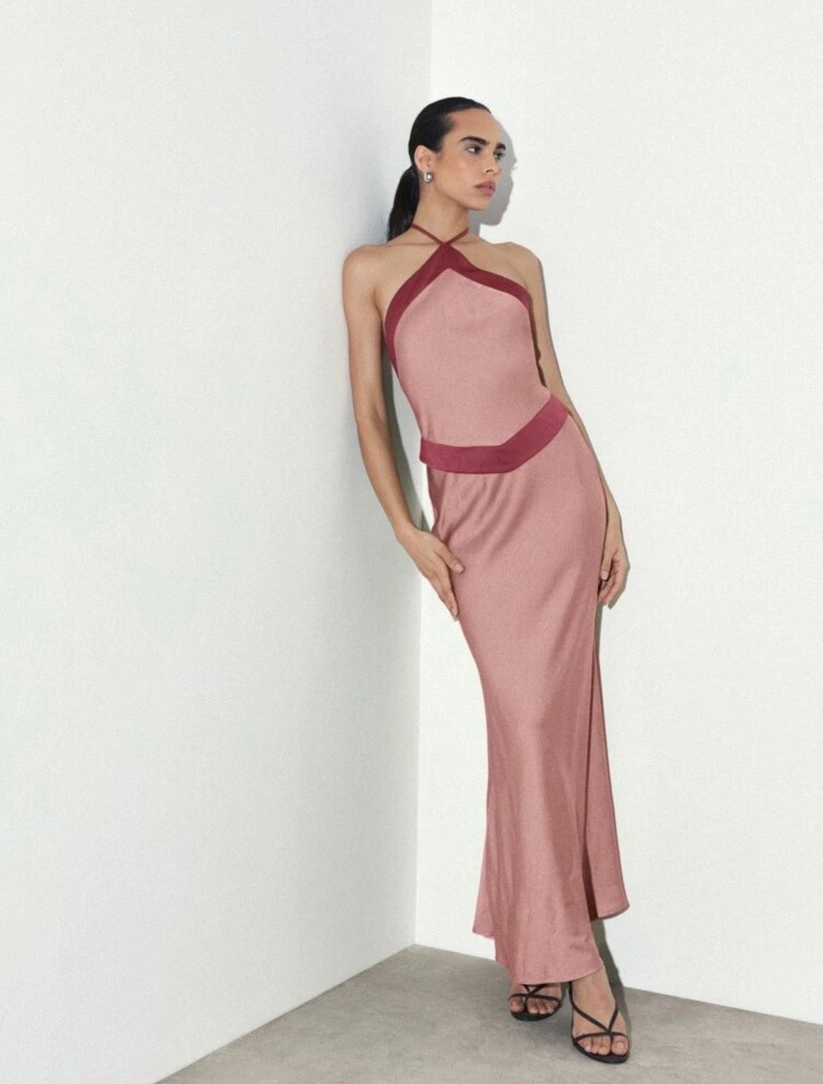 Tiffani Halter Maxi Dress - Rosy