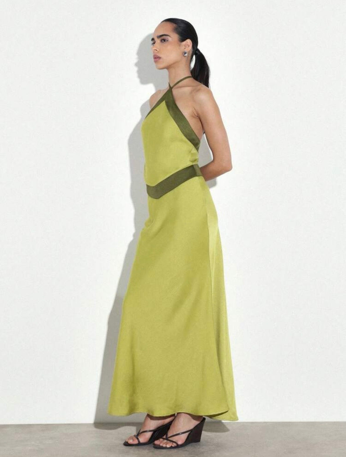 Tiffani Halter Maxi Dress - Olive