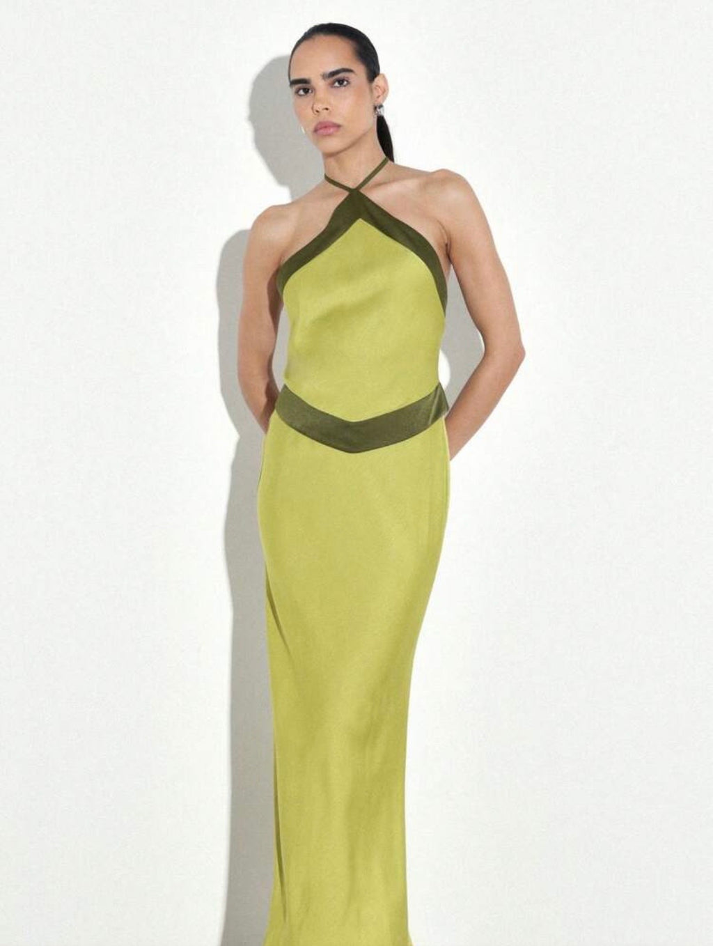 Tiffani Halter Maxi Dress - Olive