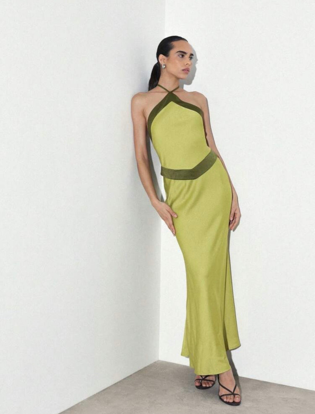 Tiffani Halter Maxi Dress - Olive