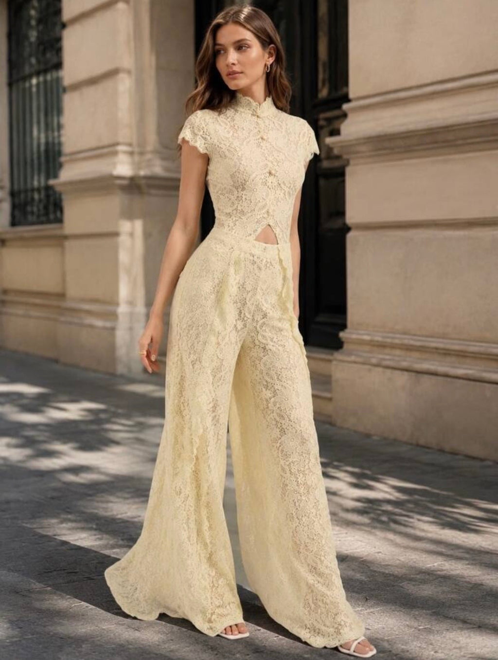Loana Lace Top & Pants Set - Yellow
