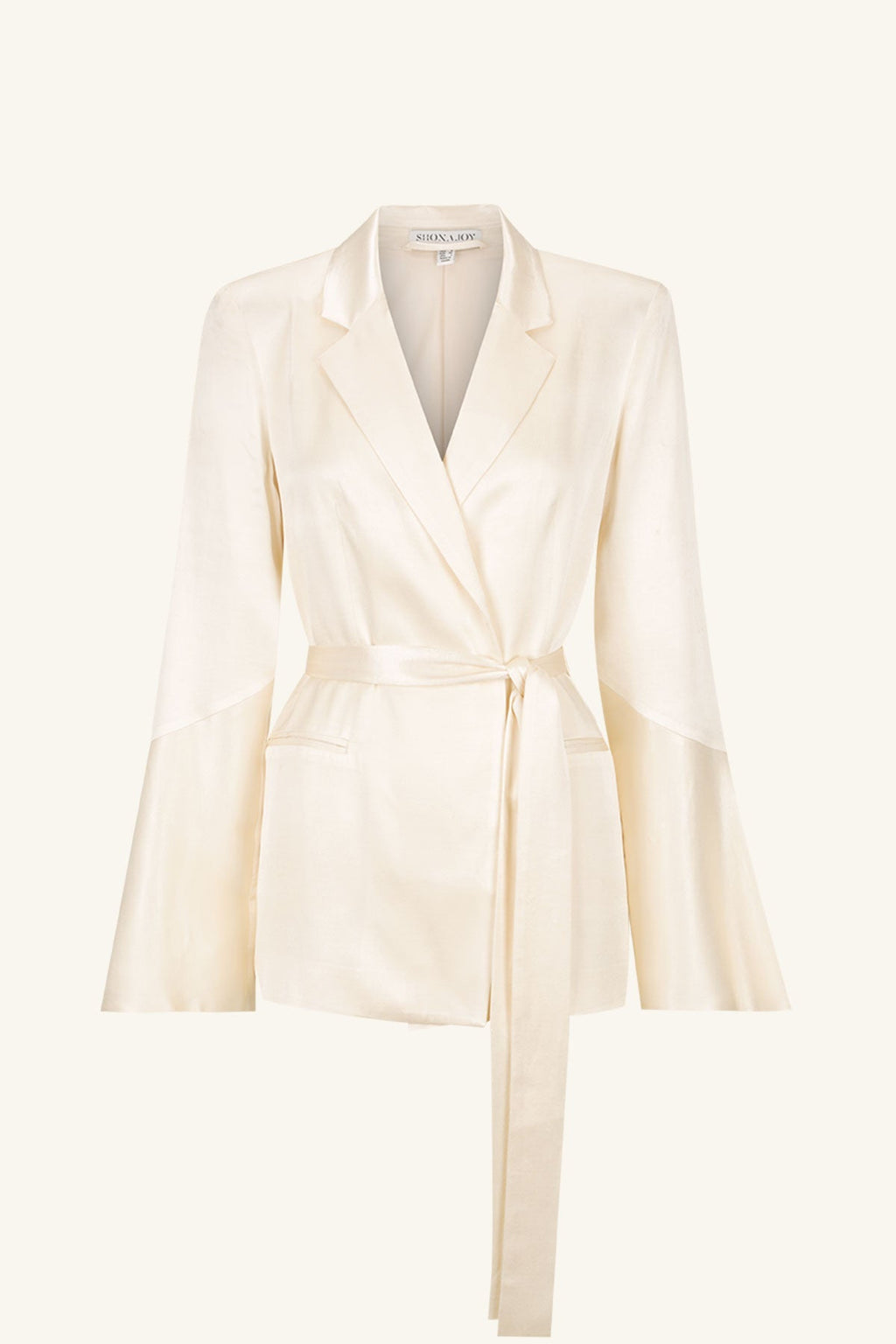 LA LUNE FLARED SLEEVE BELTED BLAZER - CREAM_G