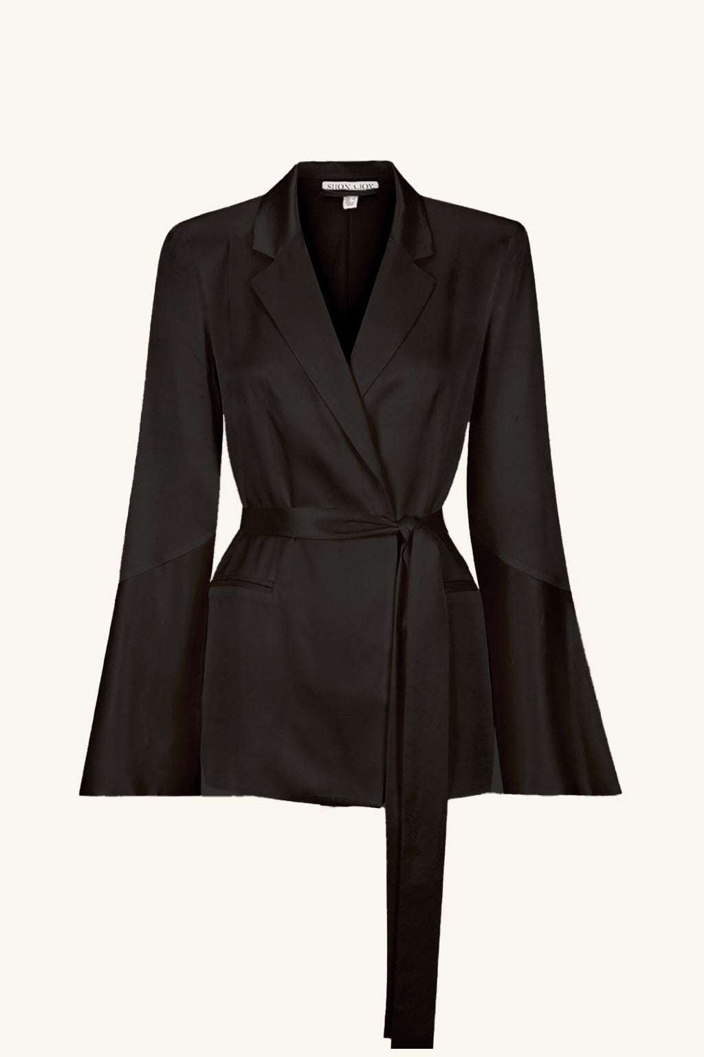 LA LUNE FLARED SLEEVE BELTED BLAZER - BLACK_G