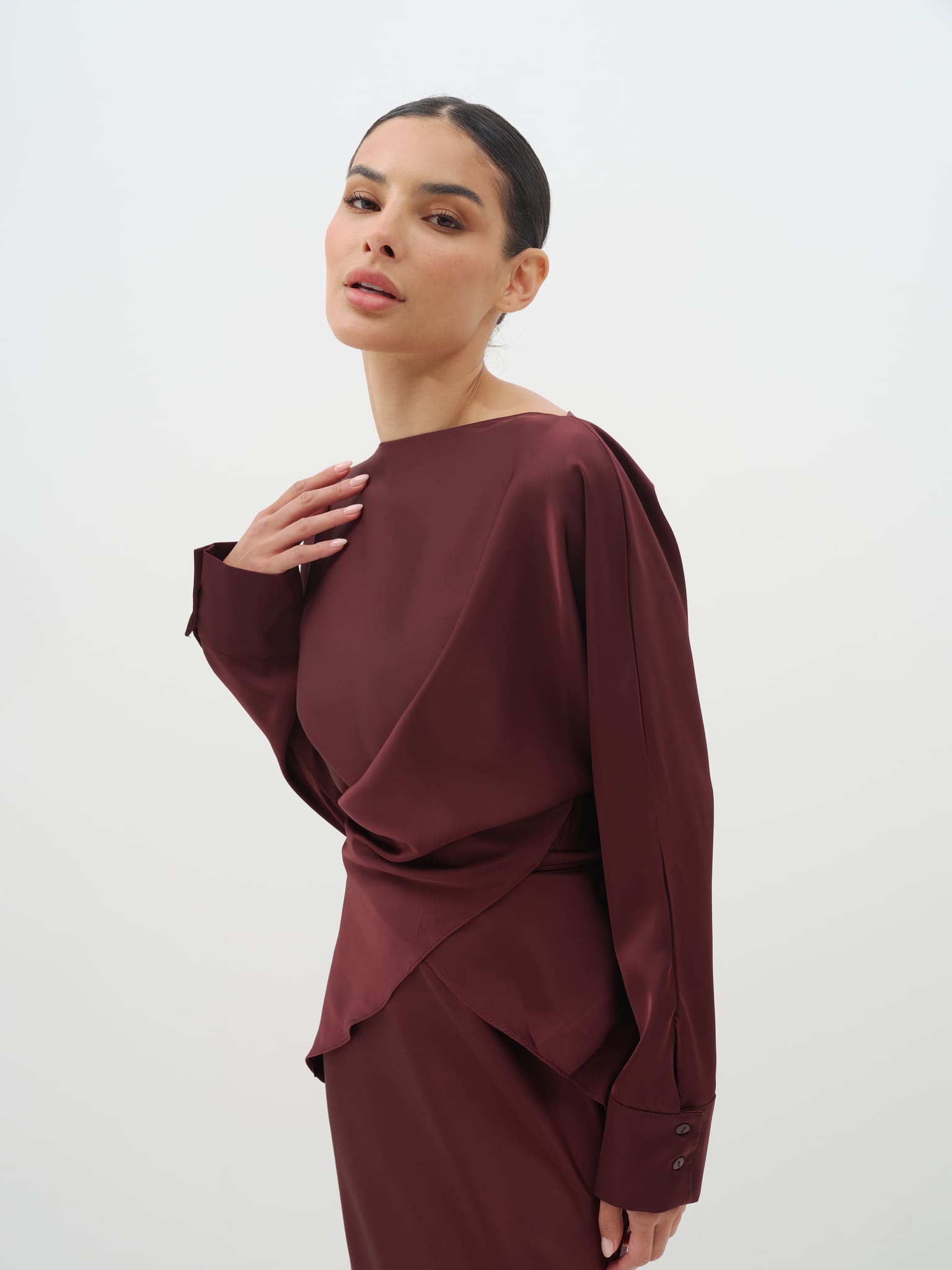 Tessa Top & Skirt Set in Satin