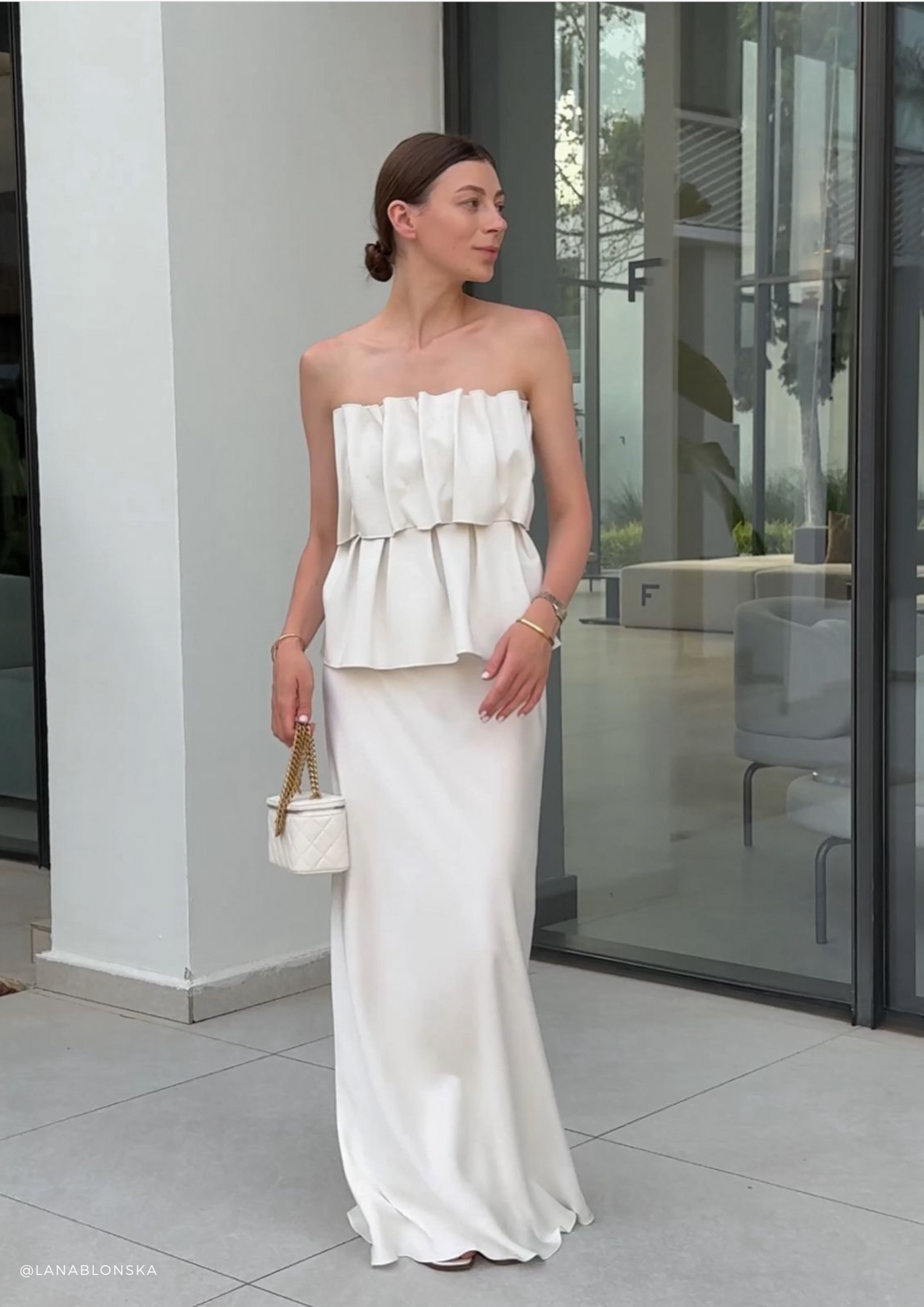 Alyssa Butter-Cream silk satin maxi skirt - Image 10