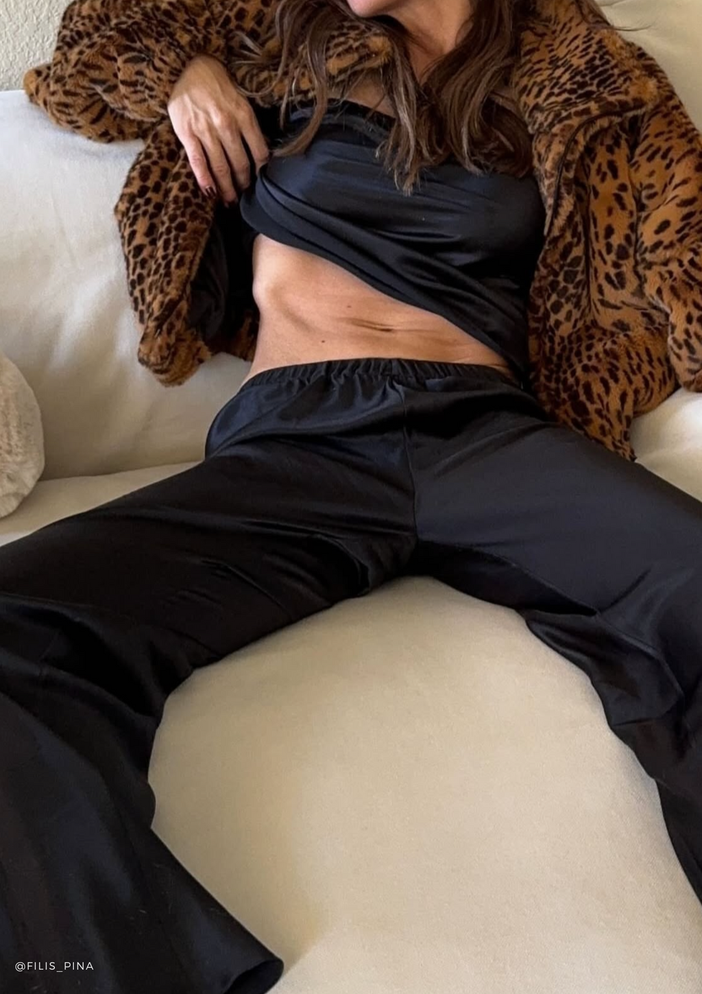 Riviera Black silk satin bias cut slim pants - Image 16