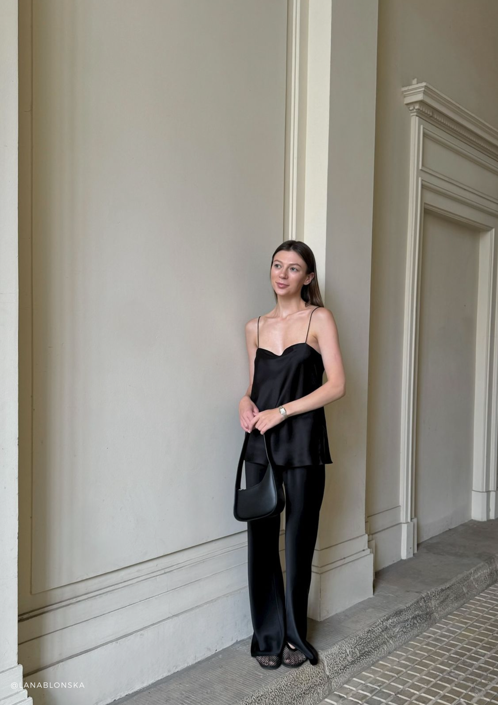 Riviera Black silk satin bias cut slim pants - Image 17