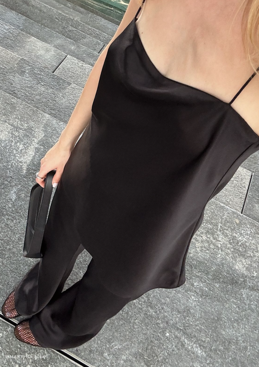 Riviera Black silk satin bias cut slim pants - Image 11