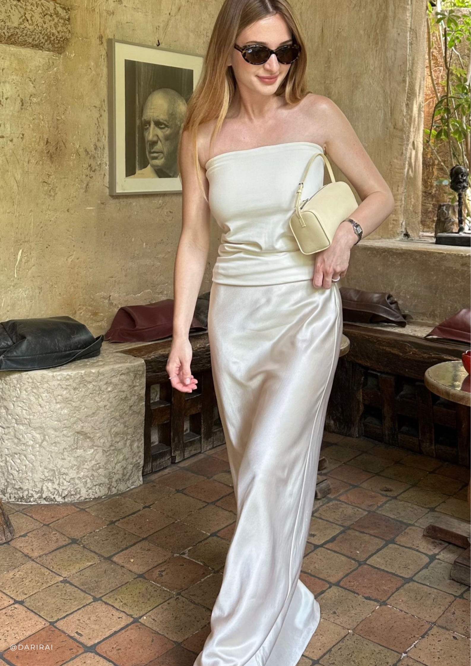 Alyssa Butter-Cream silk satin maxi skirt - Image 13