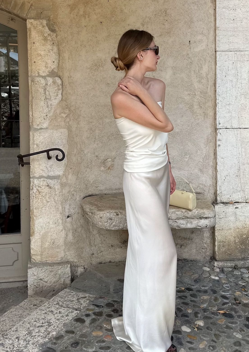 Alyssa Butter-Cream silk satin maxi skirt - Image 12