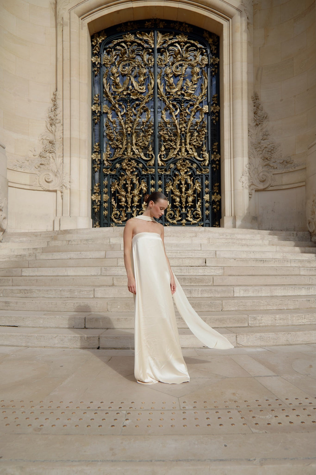 Rayssa Scarf Gown in Naia™ Satin