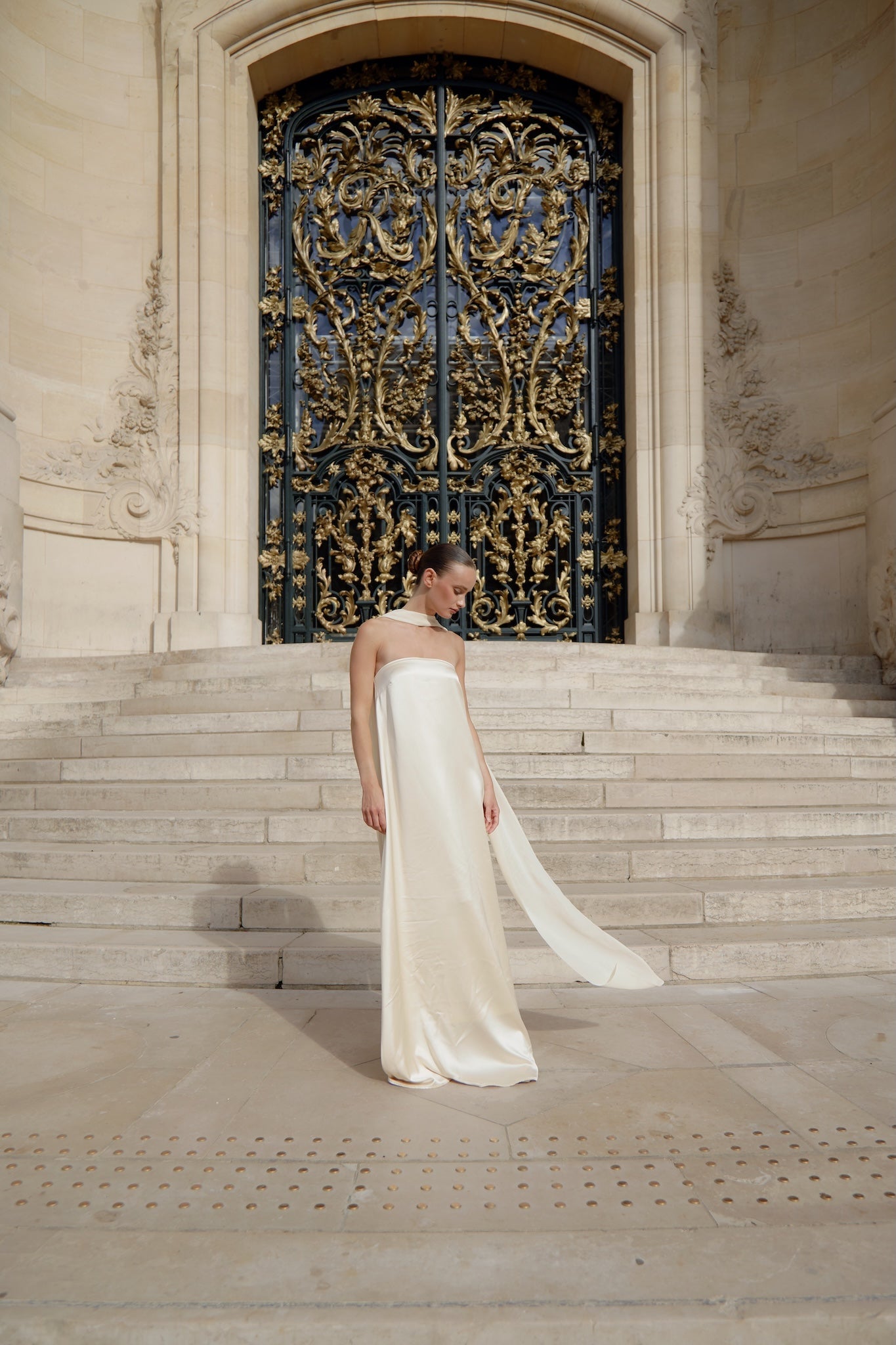 Rayssa Scarf Gown in Naia™ Satin