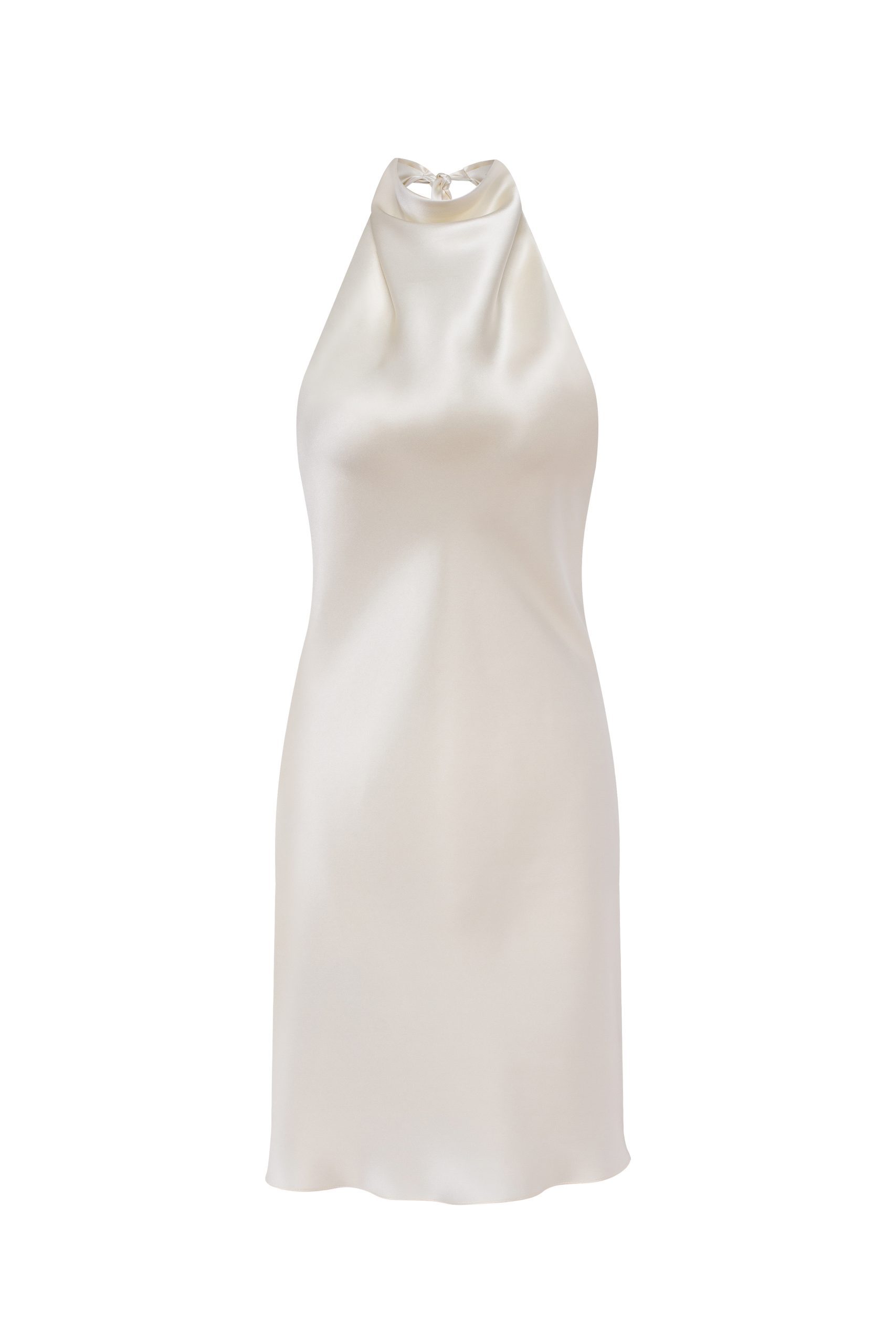 Cea Butter-Cream silk-satin backless halter-neck mini dress