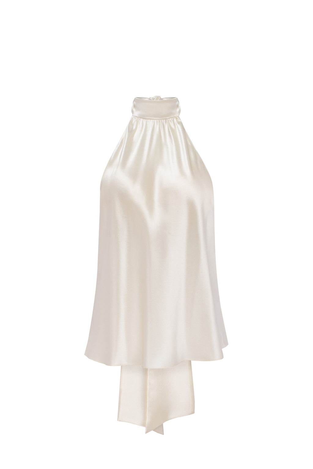 Amore Butter-Cream silk-satin backless halter-neck top
