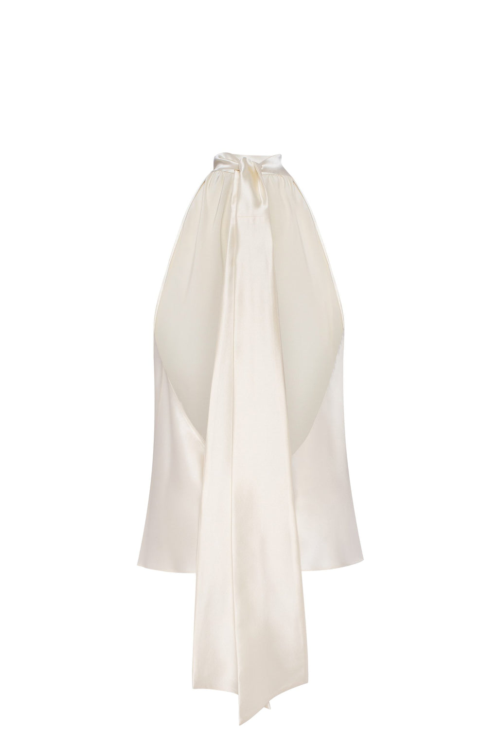 Amore Butter-Cream silk-satin backless halter-neck top