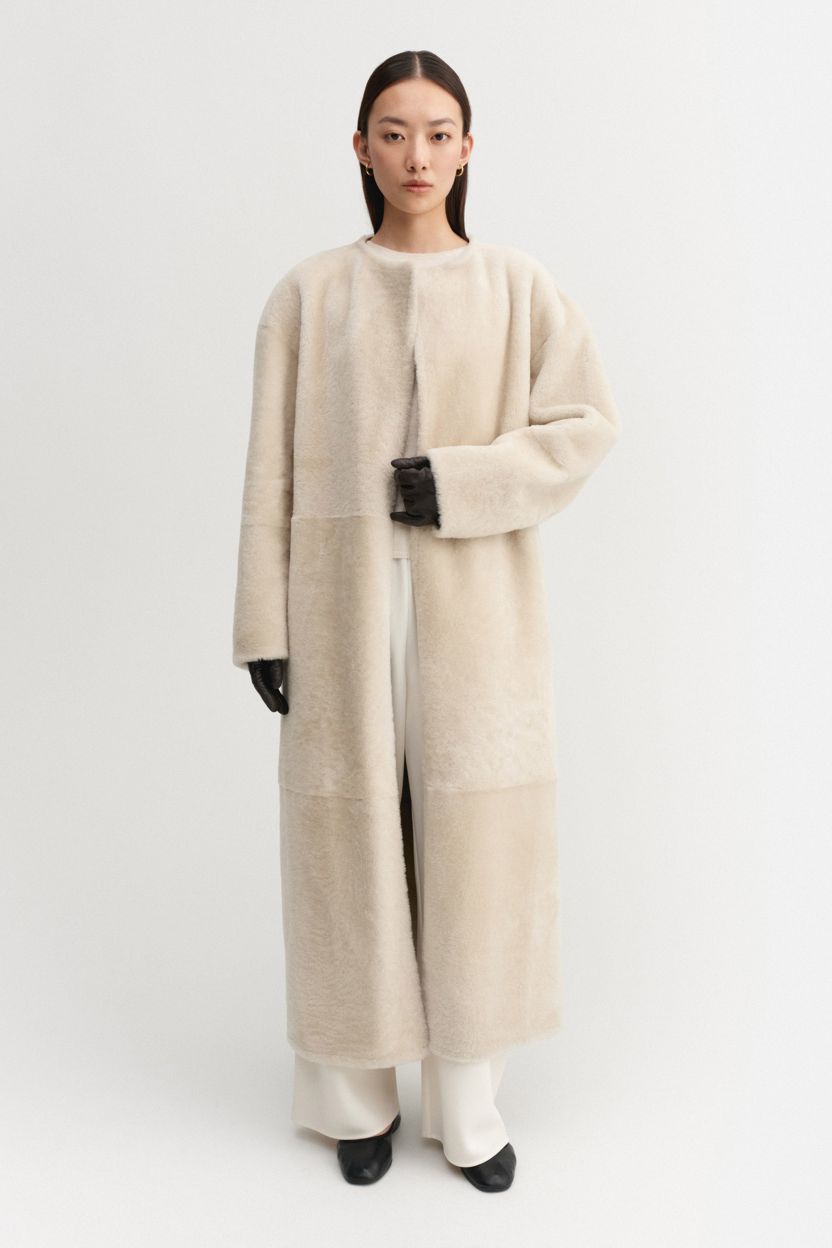 Shea Shearling Coat, vanilla