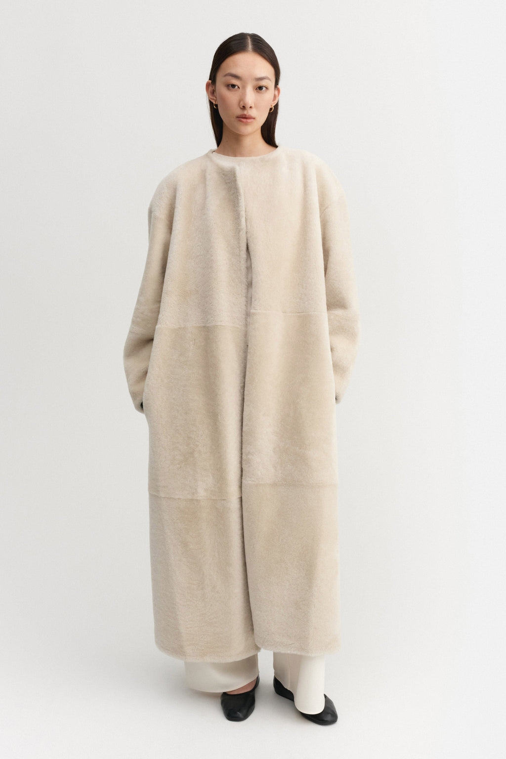 Shea Shearling Coat, vanilla