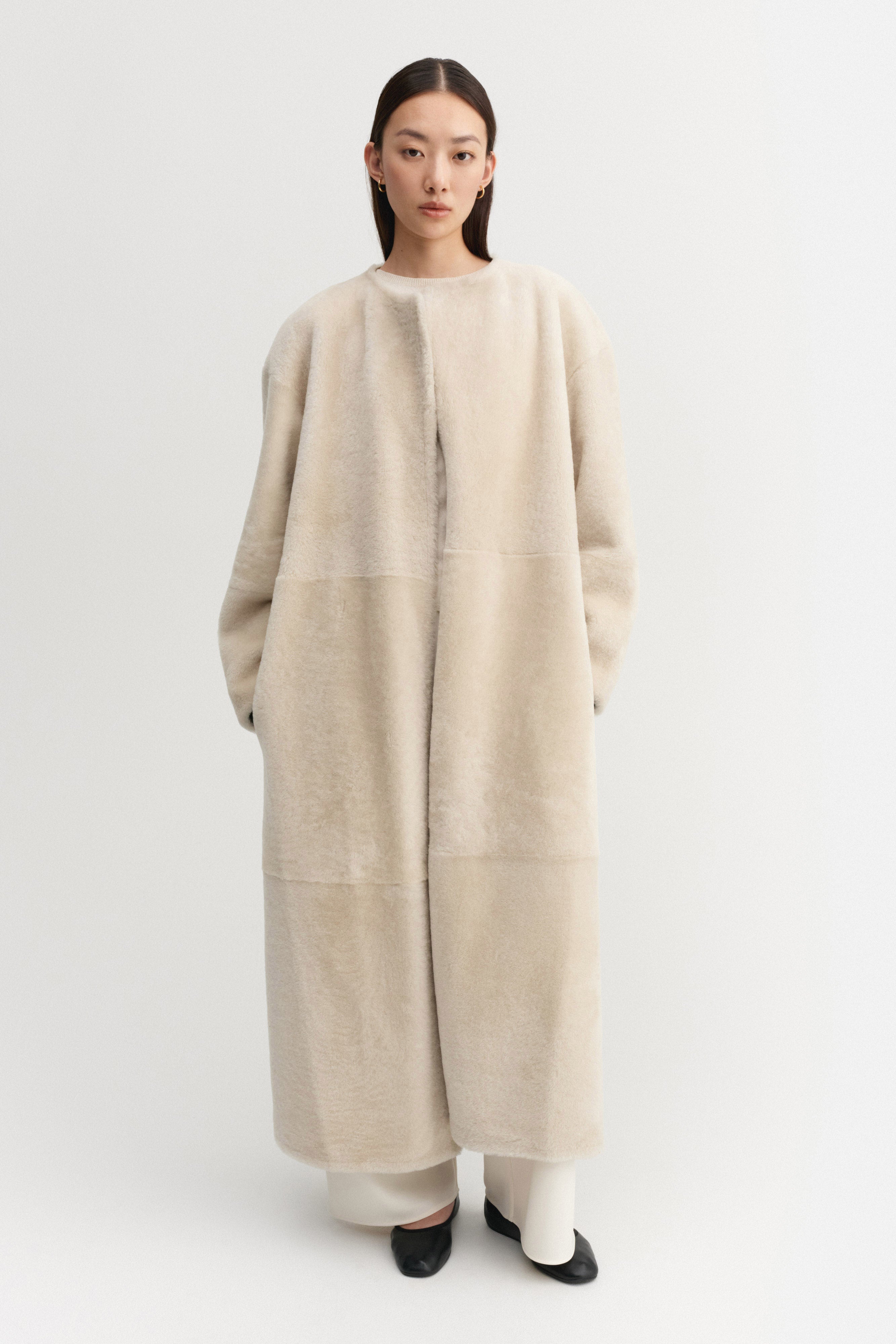 Shea Shearling Coat, vanilla