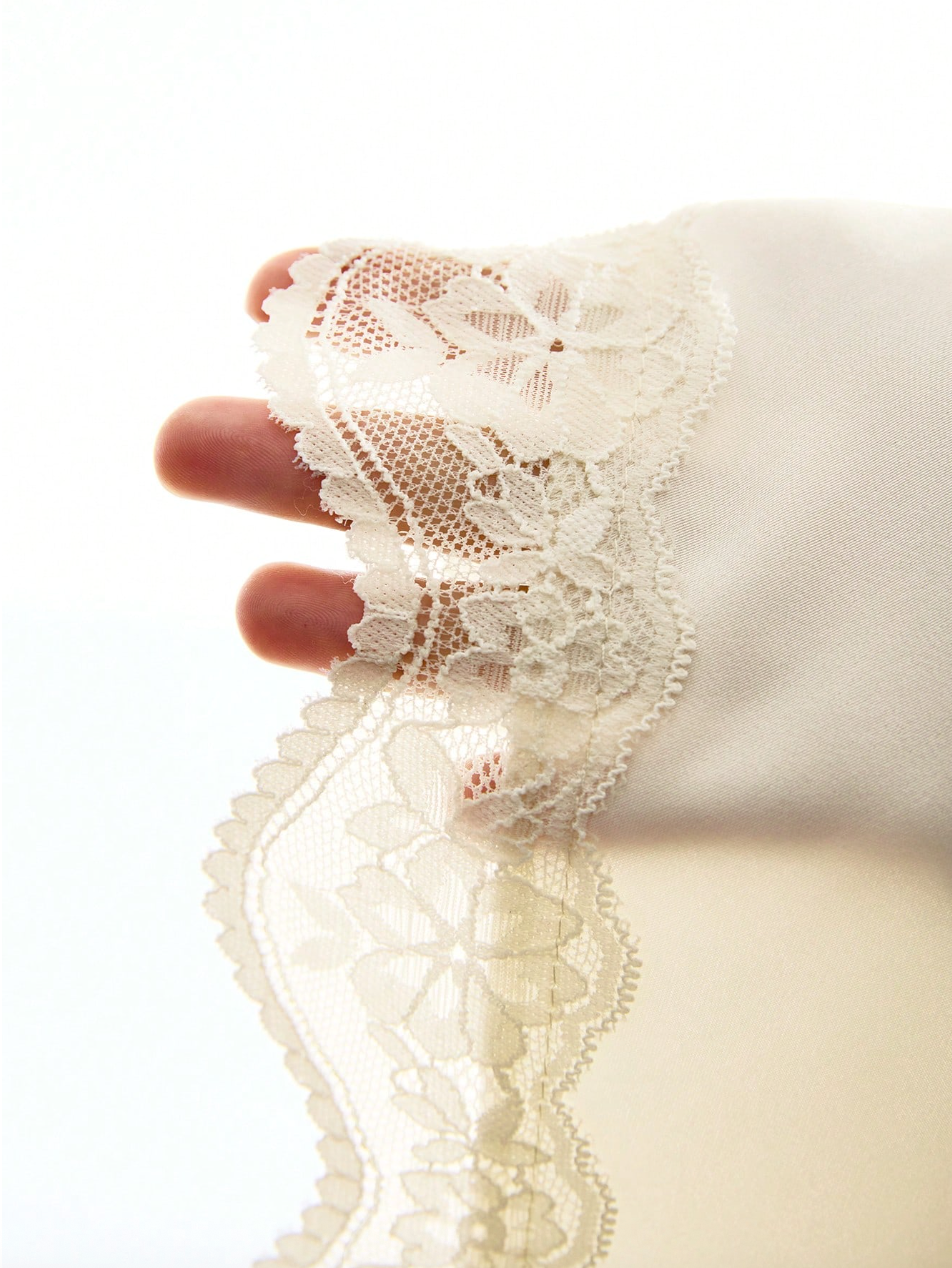 Olivia Asymmetric Draped Lace Trim Top