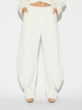 Rebecca High-Waisted Pleated Wide Leg Trousers - Ivory