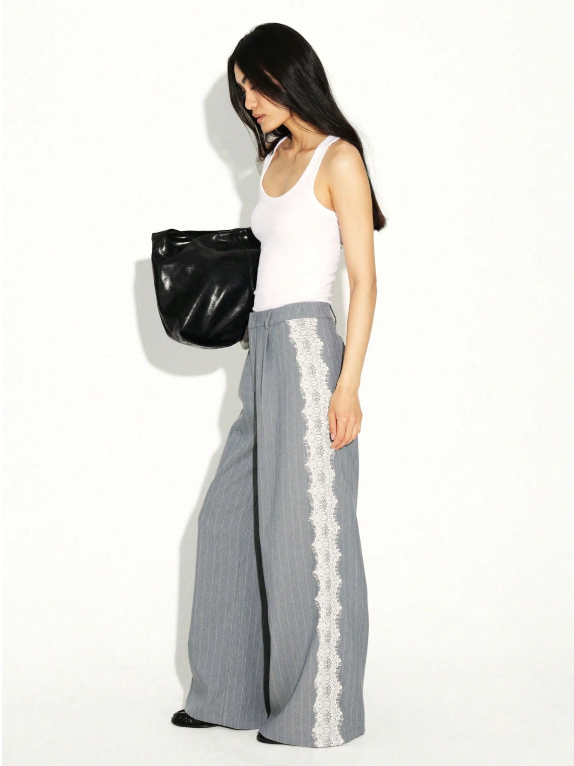 Bridget Pinstripe Wide-Leg Pants
