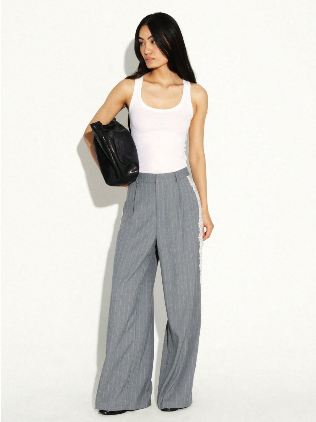 Bridget Pinstripe Wide-Leg Pants